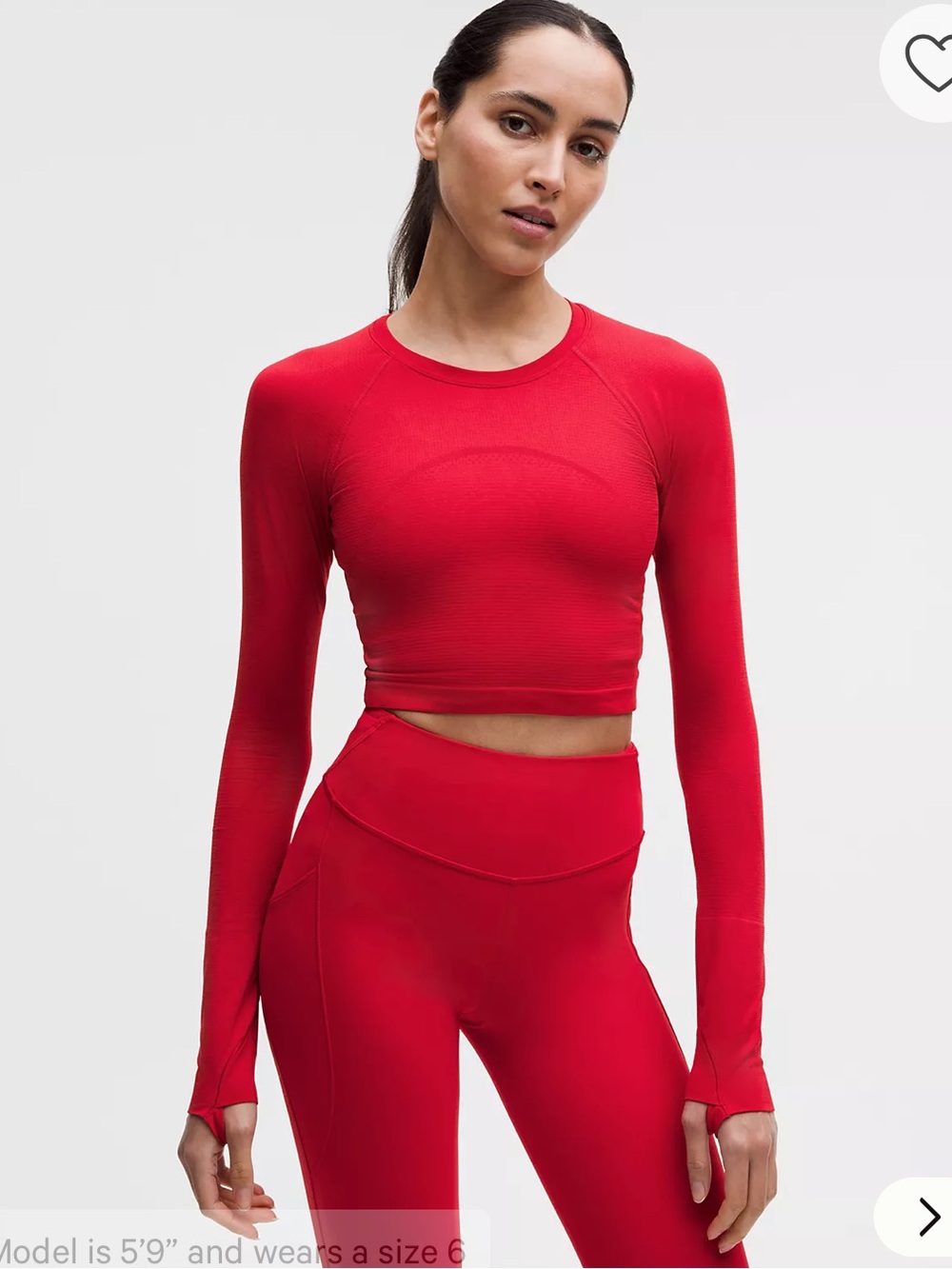 lululemon athletica NWOT Swiftly Tech Cropped 2.0 Long-Sleeve Top — Red